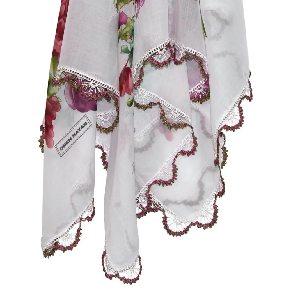 Tulbent Scarf Handmade Crochet Detailing NWOT
